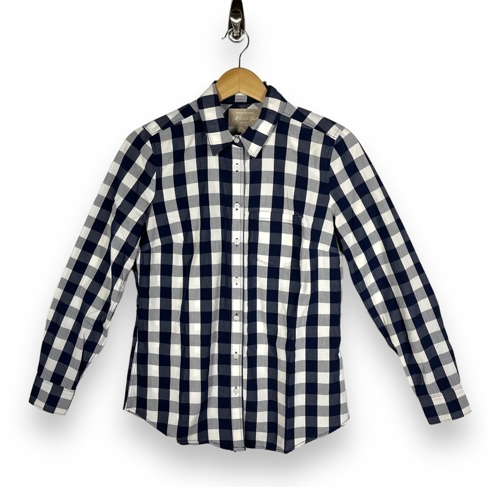 4 for $2 SALE! Banana Republic Factory Button Front Shirt, Blue Plaid, Size XS